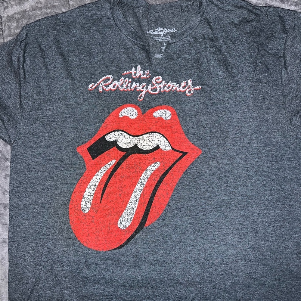 Rolling Stones Gray T-Shirt with Red Logo